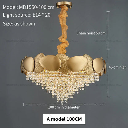 DecorBites™ Elegant Crystal Chandelier for Villa Hotel Project Bedroom Restaurant Living Room
