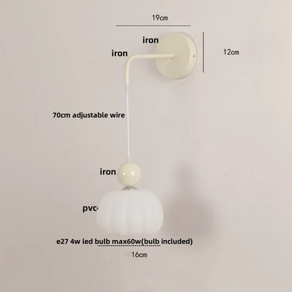 DecorBites™ Iron Nordic LED Wall Light with Pull Chain Switch, Adjustable Glass Bedside Lamp