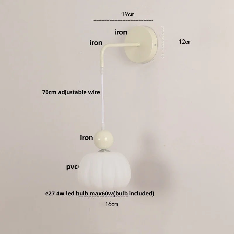 DecorBites™ Iron Nordic LED Wall Light Fixture Glass Adjustable Bedside Lamp