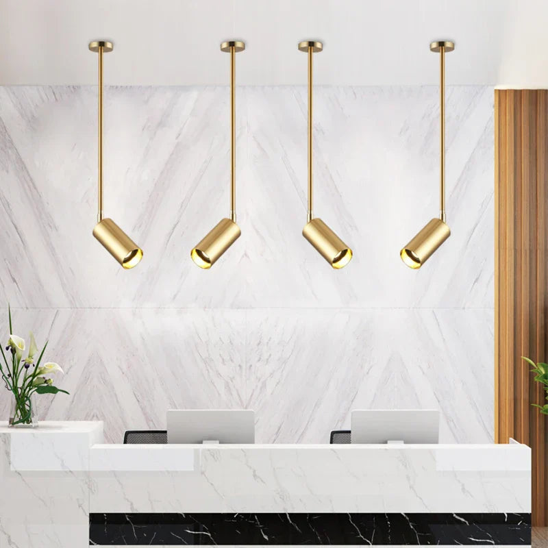 DecorBites™ Gold Long Arm Ceiling Pendant with Rotating LED Spotlights