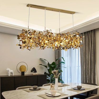 DecorBites™ Leaf Sequin Ceiling Chandelier for Modern Living Room, Restaurant, Bar, or Dining Table