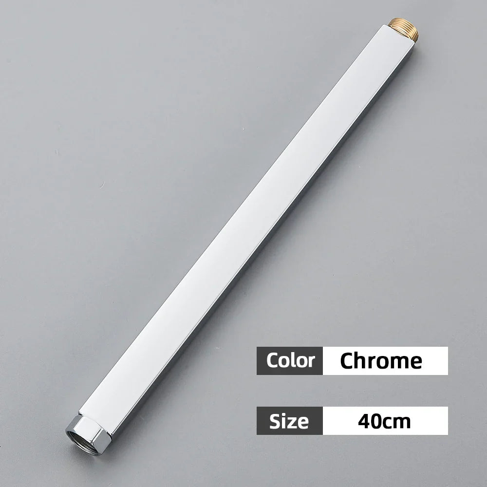 أنبوب تمديد صنبور دش الحمام الأسود من DecorBites™ - دائري ومربع 30/40 سم واجهة عامة