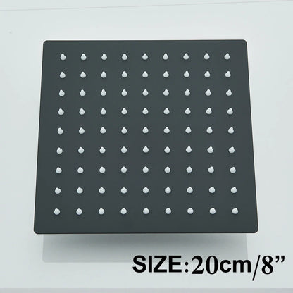 DecorBites™ 12" Matte Black Rainfall Shower Head Set with Shower Arm