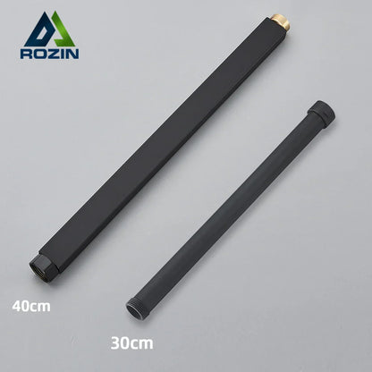 أنبوب تمديد صنبور دش الحمام الأسود من DecorBites™ - دائري ومربع 30/40 سم واجهة عامة