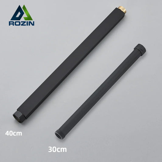 DecorBites™ Black Bathroom Shower Faucet Extension Tube - Round & Square 30/40cm General Interface