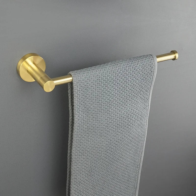 Juego de accesorios de baño DecorBites™ en oro cepillado: portarrollos, toallero y gancho para bata - Accesorios de baño para montaje en pared