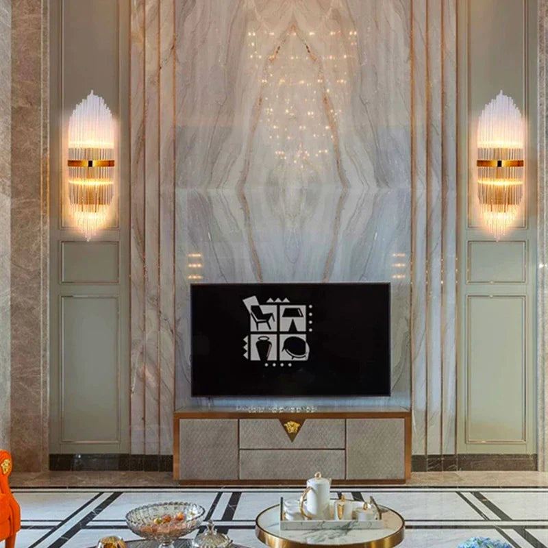 DecorBites™ Gold Crystal Wall Lights: Modern LED Sconce for Bedroom, Living Room & Bathroom