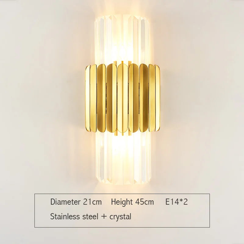Luces de pared de cristal dorado Decorbites™: Aplique LED moderno para dormitorio, sala de estar y baño