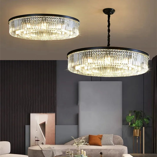DecorBites™ Crystal Ceiling Chandelier: Modern Industrial Retro Vintage Hanging Light for Living Dining Room