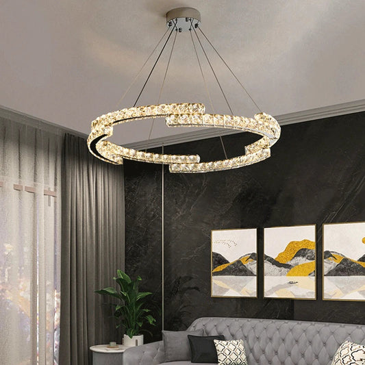 DecorBites™ Crystal Ceiling Chandelier, Stainless Steel Mirror Led Indoor Lighting