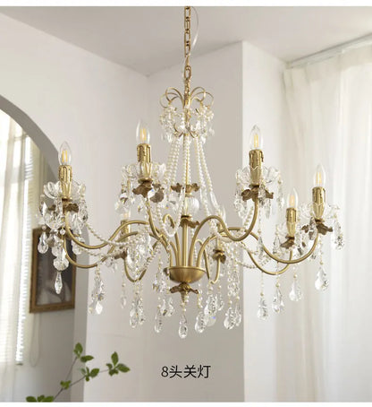 Decorbites™ Kupferleuchter Französischer Perlenkristall Vintage Europäisch-Amerikanischer Stil