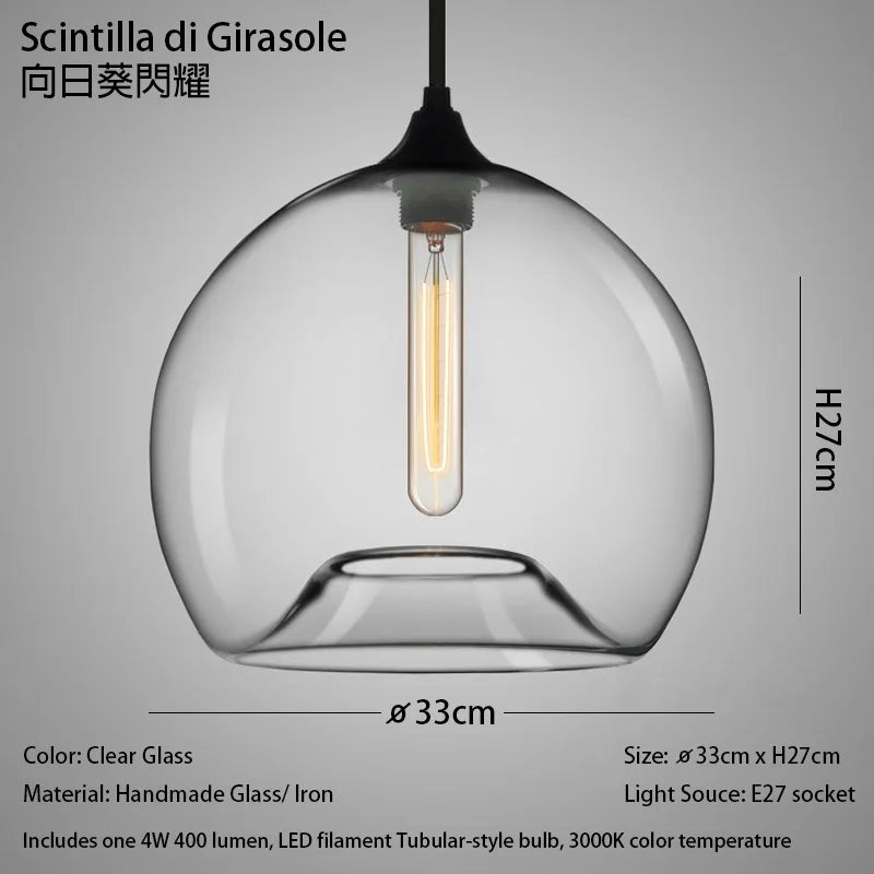 Handmade Glass Nordic Pendant Light With Chrome Finish