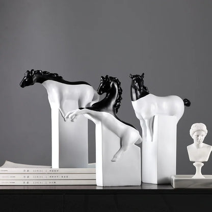 DecorBites™ Golden Horse Abstract Sculpture: Elegant Running Horse Figurine for Home Decor