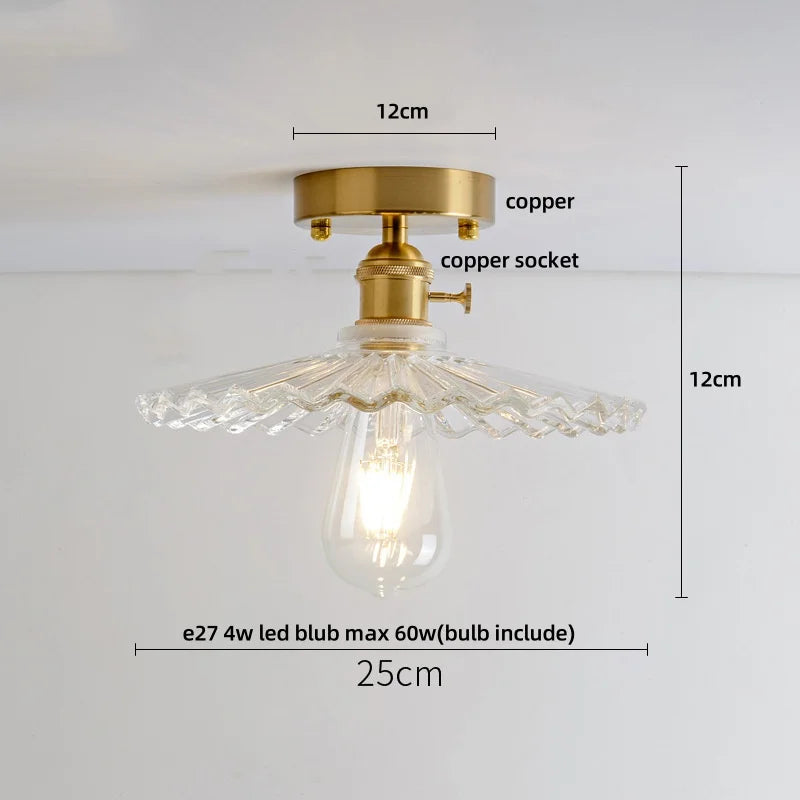 DecorBites™ Clear Glass LED Ceiling Light Fixture Modern Nordic Copper Knob Switch Lamp
