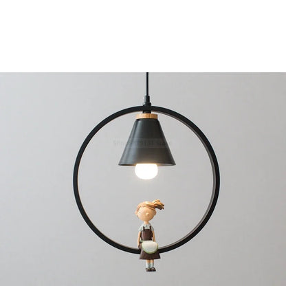DecorBites™ Iron Ring Pendant Lights Children Bedroom Hanging Lamps LED Bird Fixtures