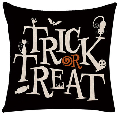 DecorBites™ Halloween Linen Cushion Cover for Living Room Decor and Sofa - Trick or Treat