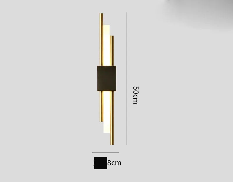 DecorBites™ Gold Tube Wall Sconce Iron Acrylic Modern Bedroom Living Room Lamps