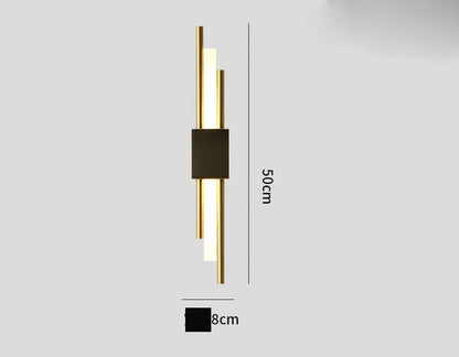 DecorBites™ Gold Tube Wall Sconce Iron Acrylic Modern Bedroom Living Room Lamps