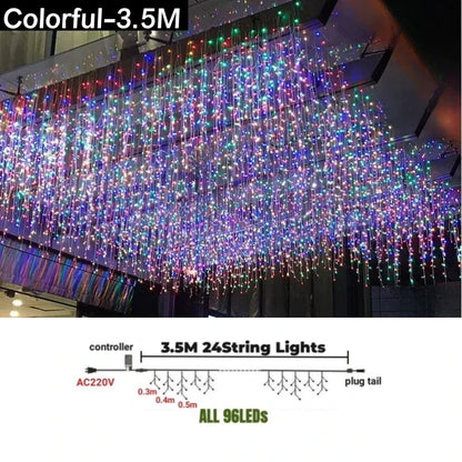 DecorBites™ Icicle LED String Lights: Festive Outdoor Christmas Decoration for Party, Patio, Garden