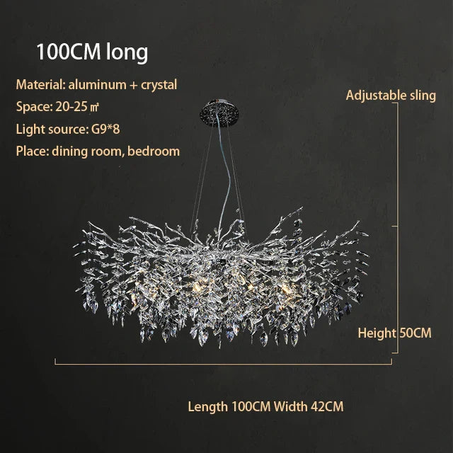 DecorBites™ Crystal Chrome Chandelier: Luxury Pendant Lamp for Living Rooms, Villas, and Restaurants