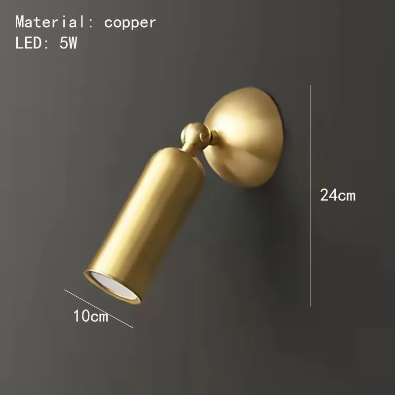 DecorBites™ Brass Rotatable LED Wall Sconces, 3-Color Dimming, Modern Copper Design