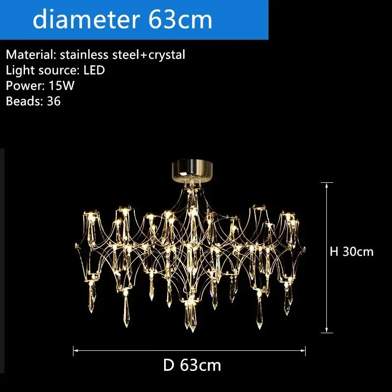 DecorBites™ Crystal Chandelier: Luxury Modern Starry Ceiling Light for Living Room, Bedroom, Restaurant