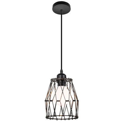 Vintage Black Metal Wire Cage Pendant Light
