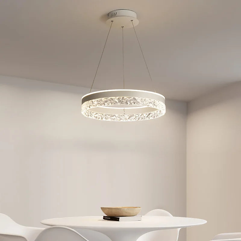 DecorBites™ Crystal Ring LED Pendant Light - Modern Home Lighting for Bedroom and Restaurant