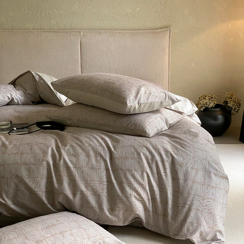 DecorBites™ Egyptian Cotton Print Bedding Set - Queen King Ru Size Sheets Pillowcases Blanket Cover