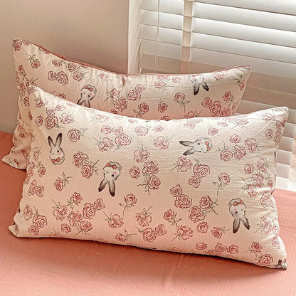 طقم لحاف قطني مطبوع عليه زهور من DecorBites™: خيط مزدوج الطبقات قابل للتهوية، أغطية سرير ناعمة للبنات