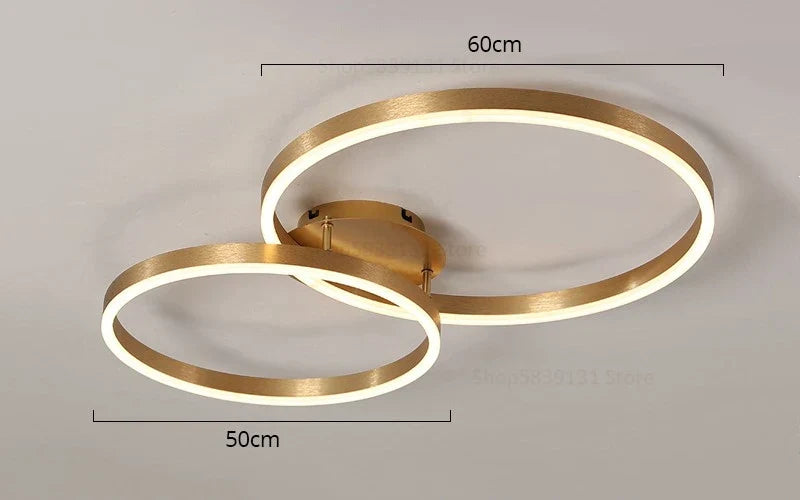 Lámpara de techo LED redonda de café dorado Decorbites™ con pantalla de acrílico - Accesorio creativo para sala de estar