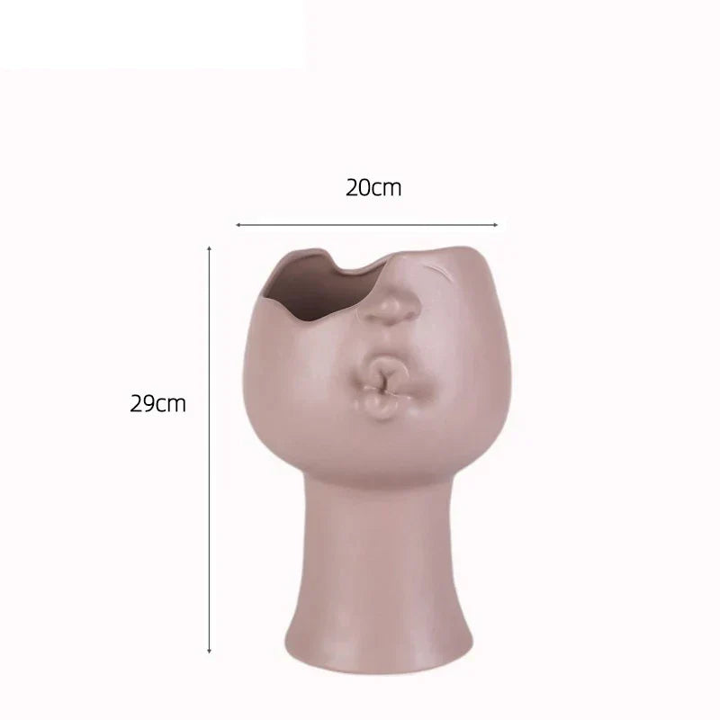 DecorBites™ Abstract Face Ceramic Vase for Table Flowers Decoration