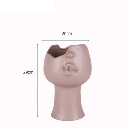 DecorBites™ Abstract Face Ceramic Vase for Table Flowers Decoration