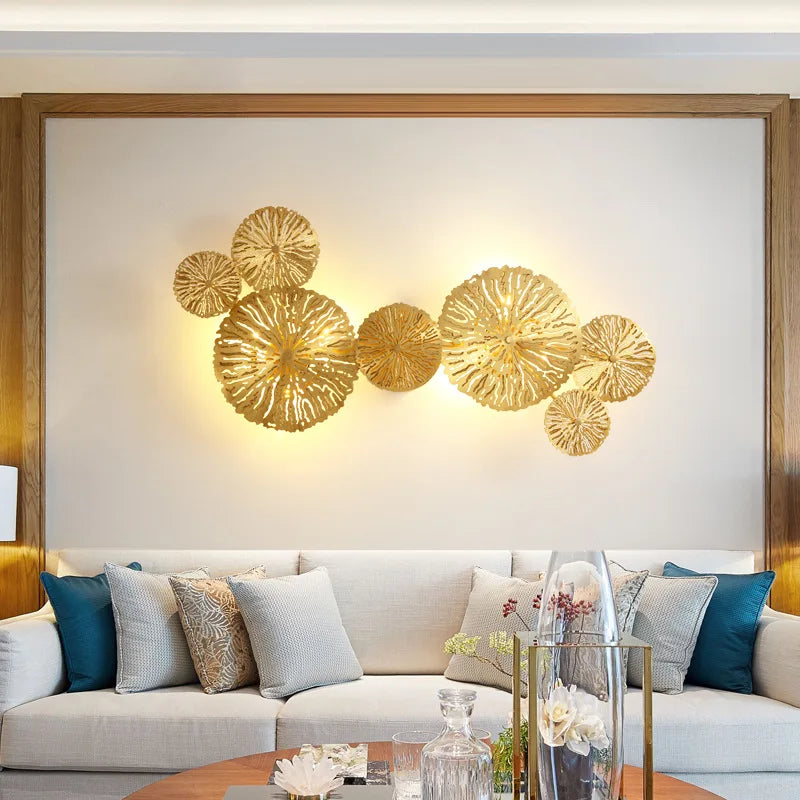 DecorBites™ Gold Flower Copper Frame Wall Sconce for Hotel Dining Room Lighting