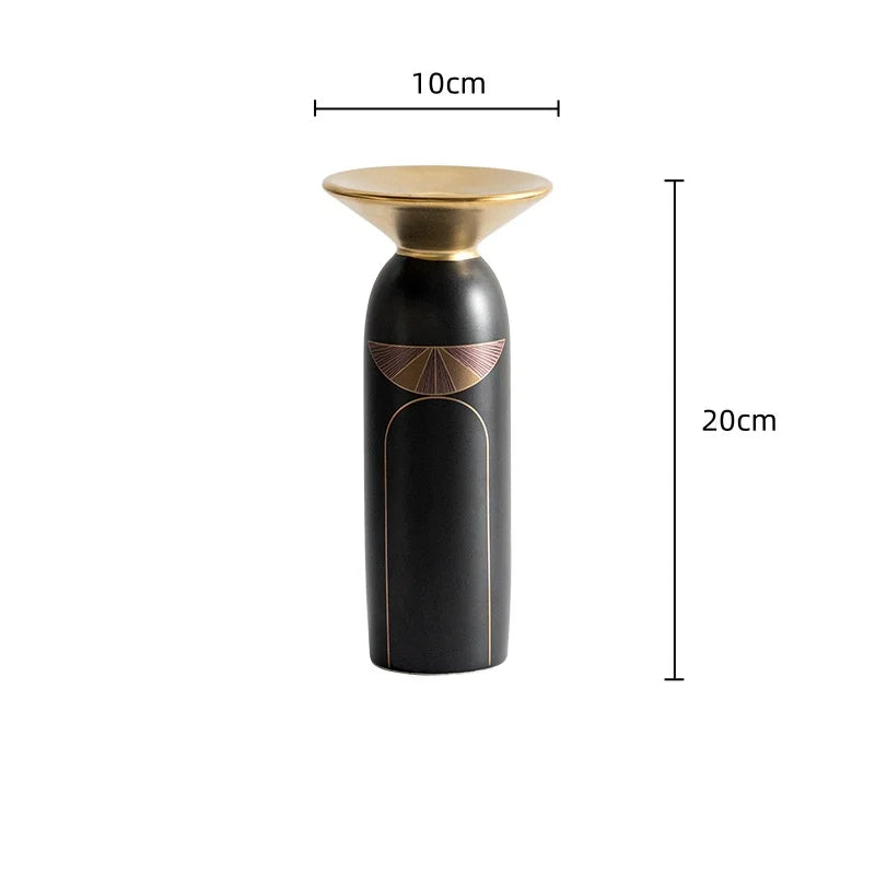 DecorBites™ Golden Tray Vase Candlestick Set - Elegant Home Decor & Flower Arrangement Accessories