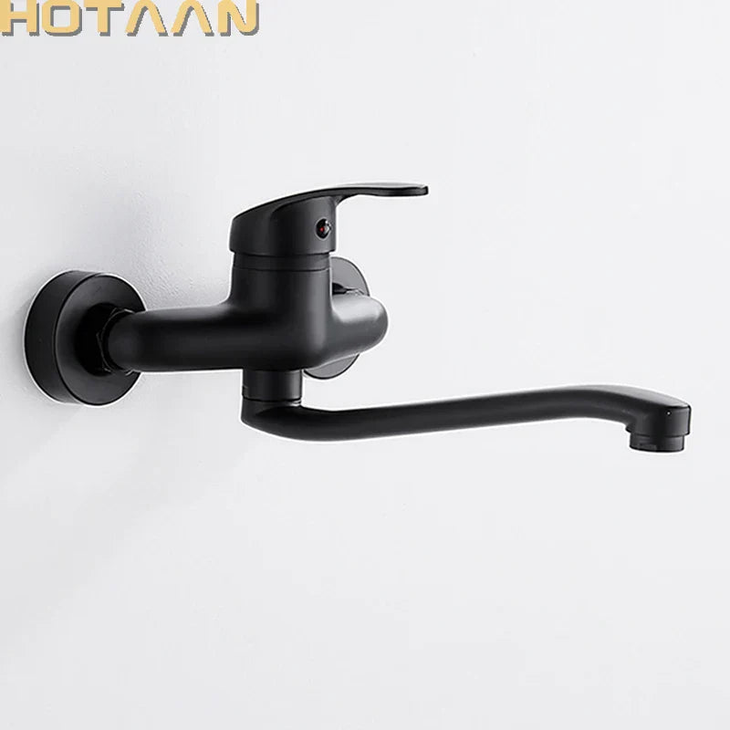 DecorBites™ Dual Hole Kitchen Faucet, Black Brass Chrome Mixer Tap for Sink