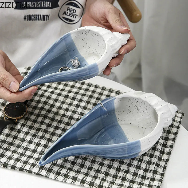 DecorBites™ Ceramic Marine Life Decorative Storage Tray for Dresser or Tabletop