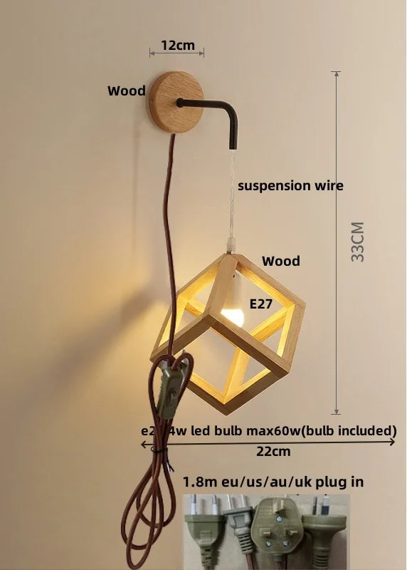 DecorBites™ Cube LED Wall Lights | Modern Nordic Wood Design for Home Decor