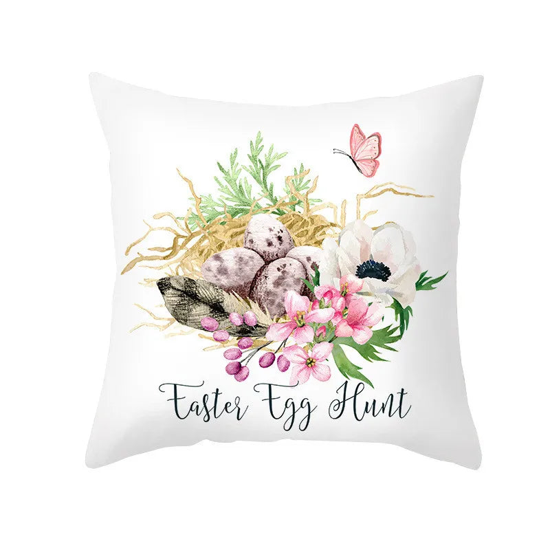 DecorBites™ Easter Egg Bunny Flower Birds Sofa Pillow Cover