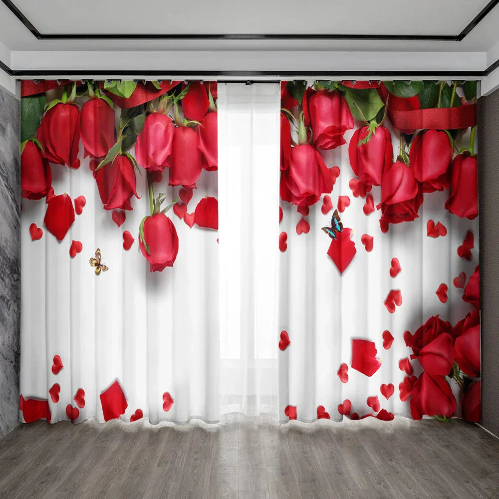 Decobites Rose Flower Pole Bag Curtains for Home & Garden