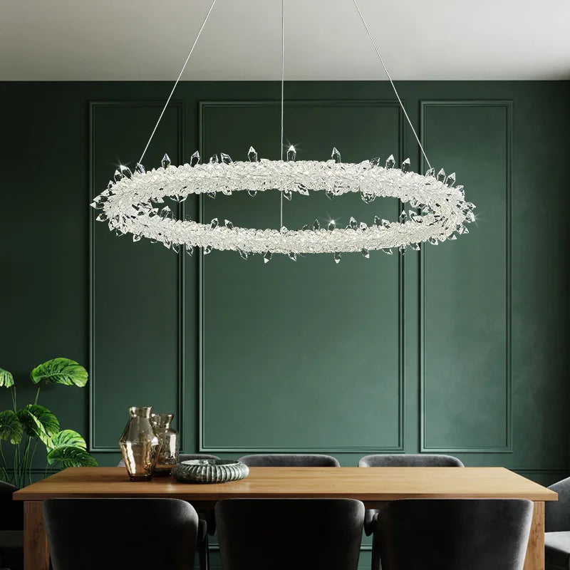 Lámpara colgante LED de círculo de cristal Luxe Decorbites™ - Estilo Art Deco regulable