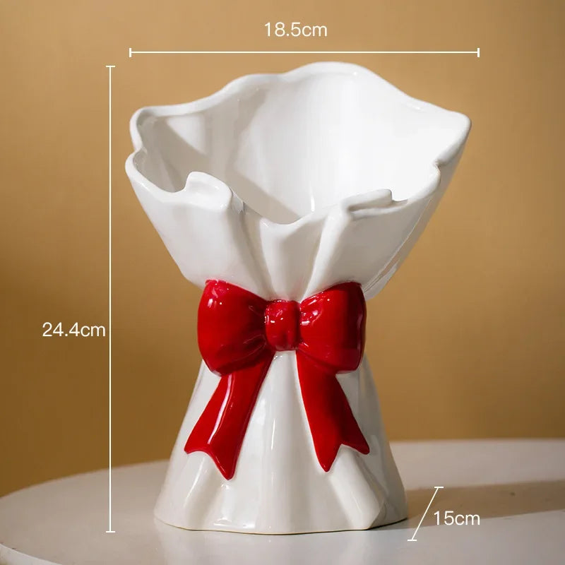 DecorBites™ Bowknot Ceramic Vase for Charming Flower Arrangements