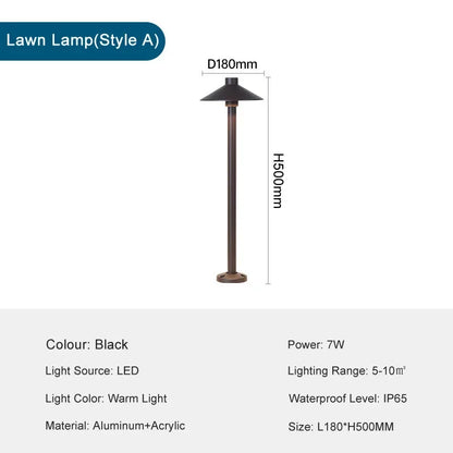 Foco LED para césped DecorBites™: Foco de aluminio impermeable para exteriores, ideal para patios, jardines, parques y senderos.