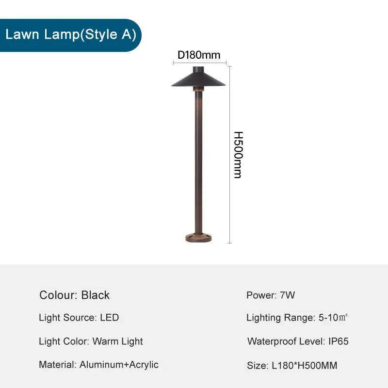 Decorbites™ Luz LED para Césped: Foco de Aluminio Impermeable para Exteriores en Patio, Jardín, Parque, Sendero