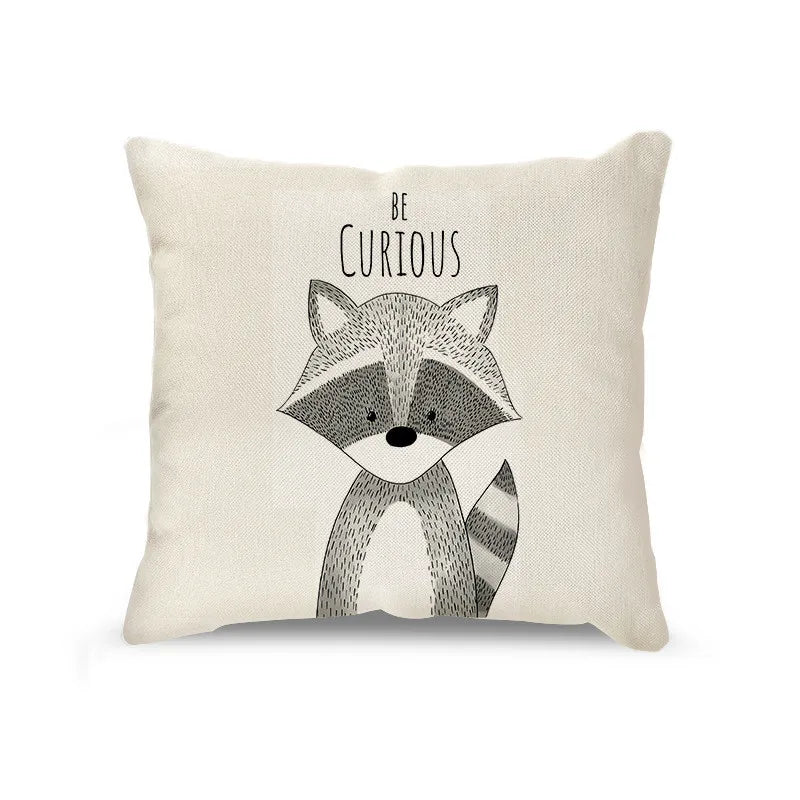 DecorBites™ Cartoon Animal Linen Pillowcase | Home Decor Throw Pillow Covers for Sofa