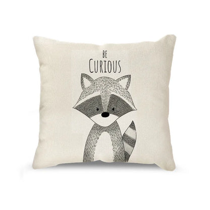 DecorBites™ Cartoon Animal Linen Pillowcase | Home Decor Throw Pillow Covers for Sofa