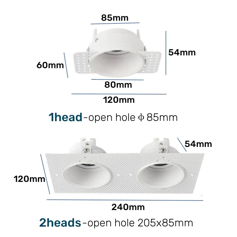 DecorBites™ Double Head Square LED Downlight Mounting Frame for GU10/MR16 Spotlights