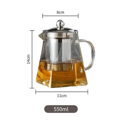 DecorBites™ Glass Teapot with Stainless Steel Infuser