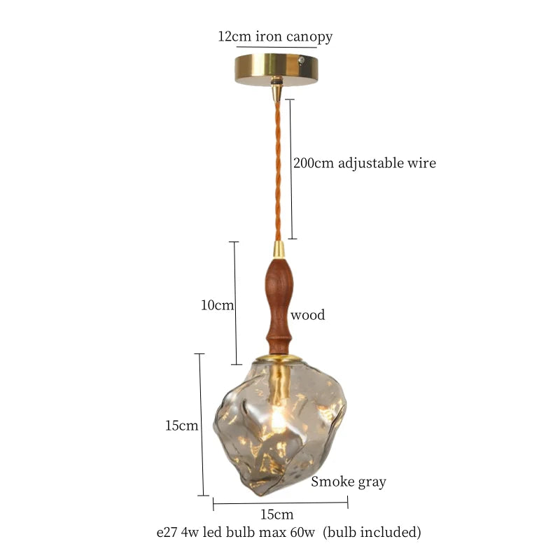 Lámpara colgante LED DecorBites™ de cristal agrietado para cafetería, bar, cocina y sala de estar