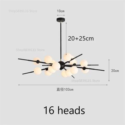 DecorBites™ LED Glass Ball Pendant Light: Modern Nordic Chandelier for Living Room, Dining Room, and Cafe